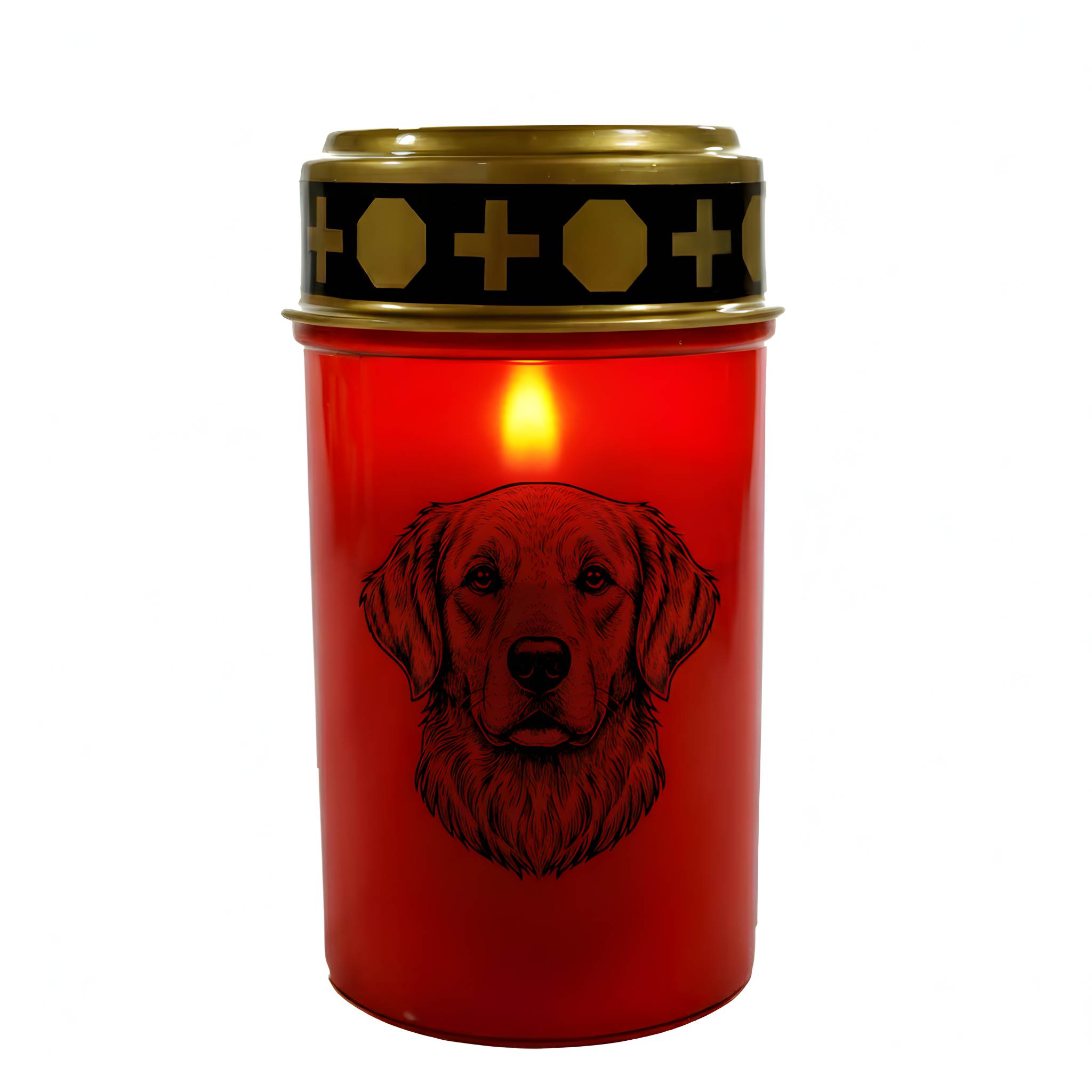 LED Grablicht Hund Grablicht LED mit 2 LR14 Batterien Grabschmuck Hund in Rot oder Weiß, verschiedene Motive zur Auswahl