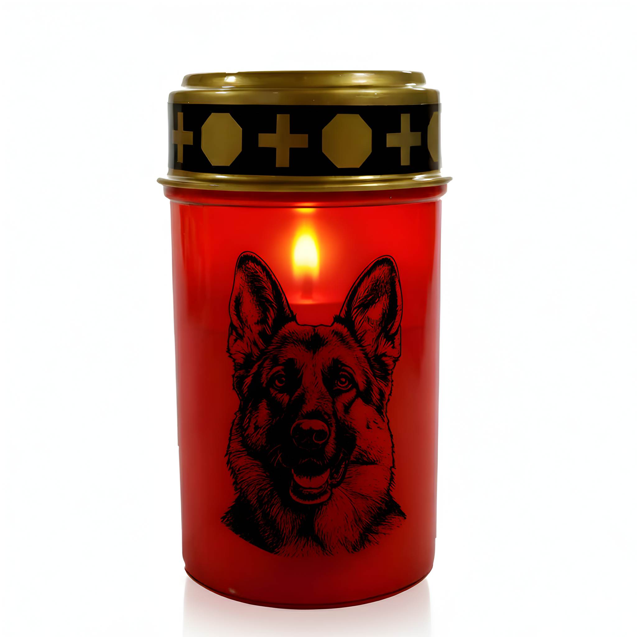 LED Grablicht Hund Grablicht LED mit 2 LR14 Batterien Grabschmuck Hund in Rot oder Weiß, verschiedene Motive zur Auswahl