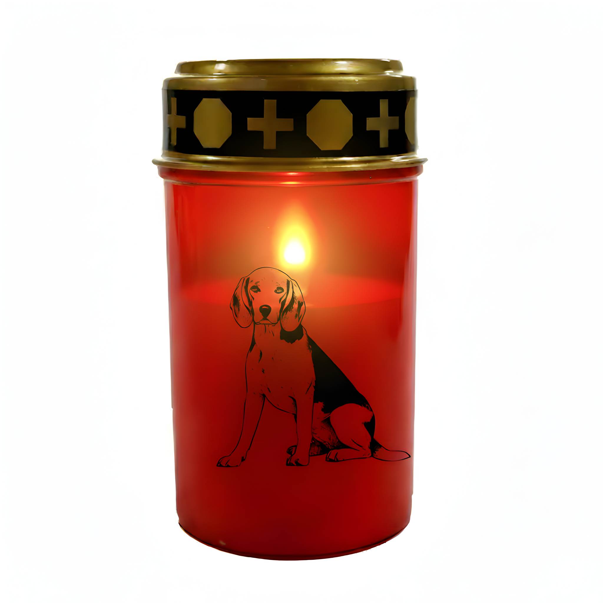 LED Grablicht Hund Grablicht LED mit 2 LR14 Batterien Grabschmuck Hund in Rot oder Weiß, verschiedene Motive zur Auswahl