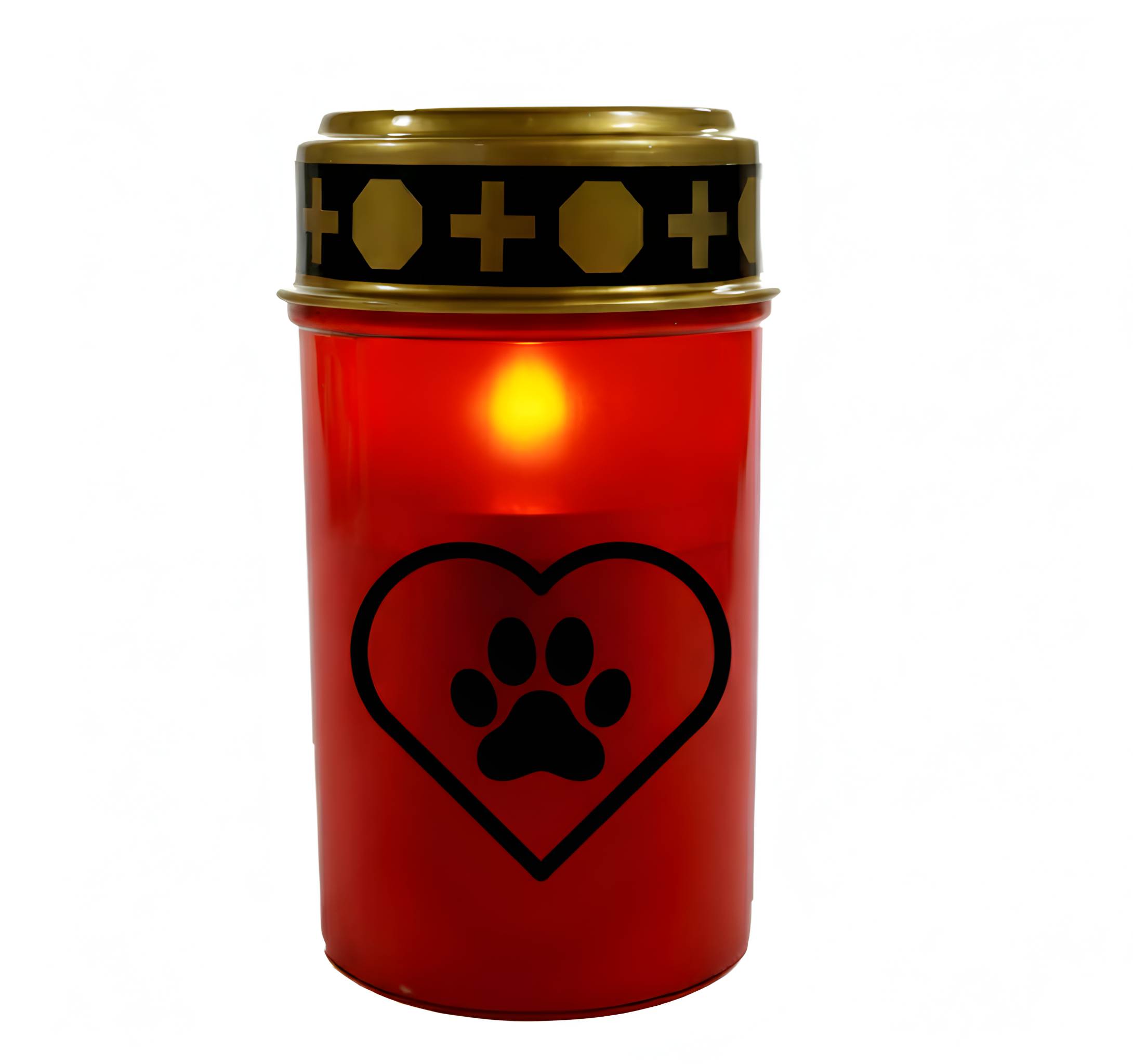 LED Grablicht Hund Grablicht LED mit 2 LR14 Batterien Grabschmuck Hund in Rot oder Weiß, verschiedene Motive zur Auswahl