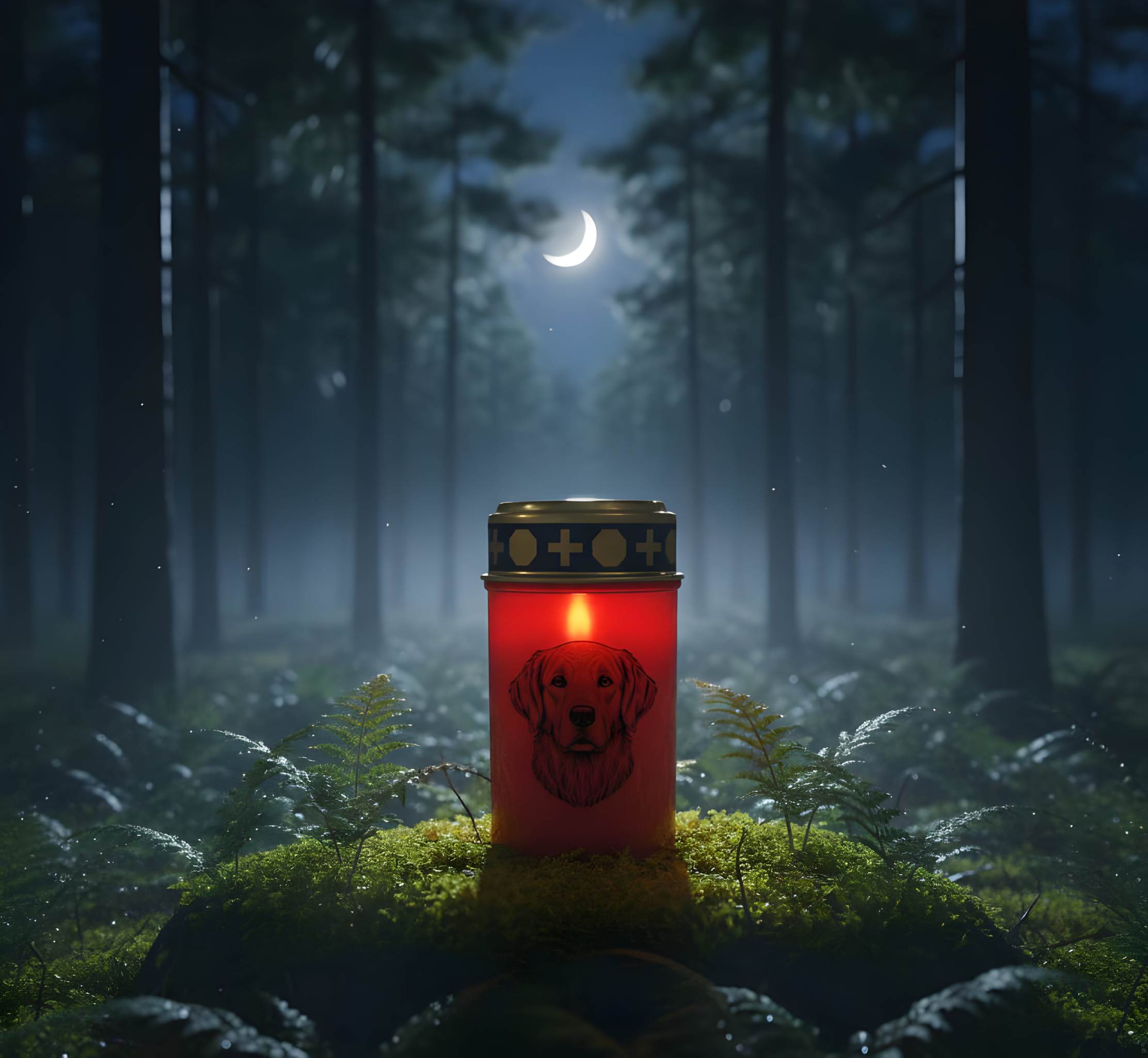 LED Grablicht Hund Grablicht LED mit 2 LR14 Batterien Grabschmuck Hund in Rot oder Weiß, verschiedene Motive zur Auswahl