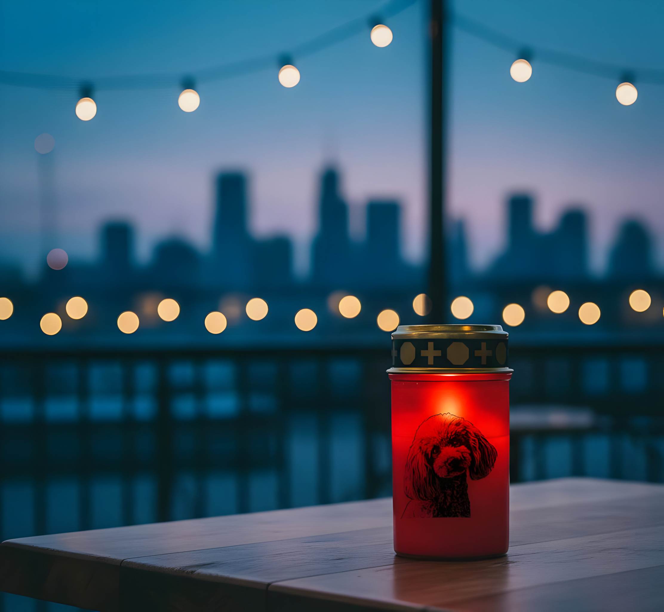 LED Grablicht Hund Grablicht LED mit 2 LR14 Batterien Grabschmuck Hund in Rot oder Weiß, verschiedene Motive zur Auswahl