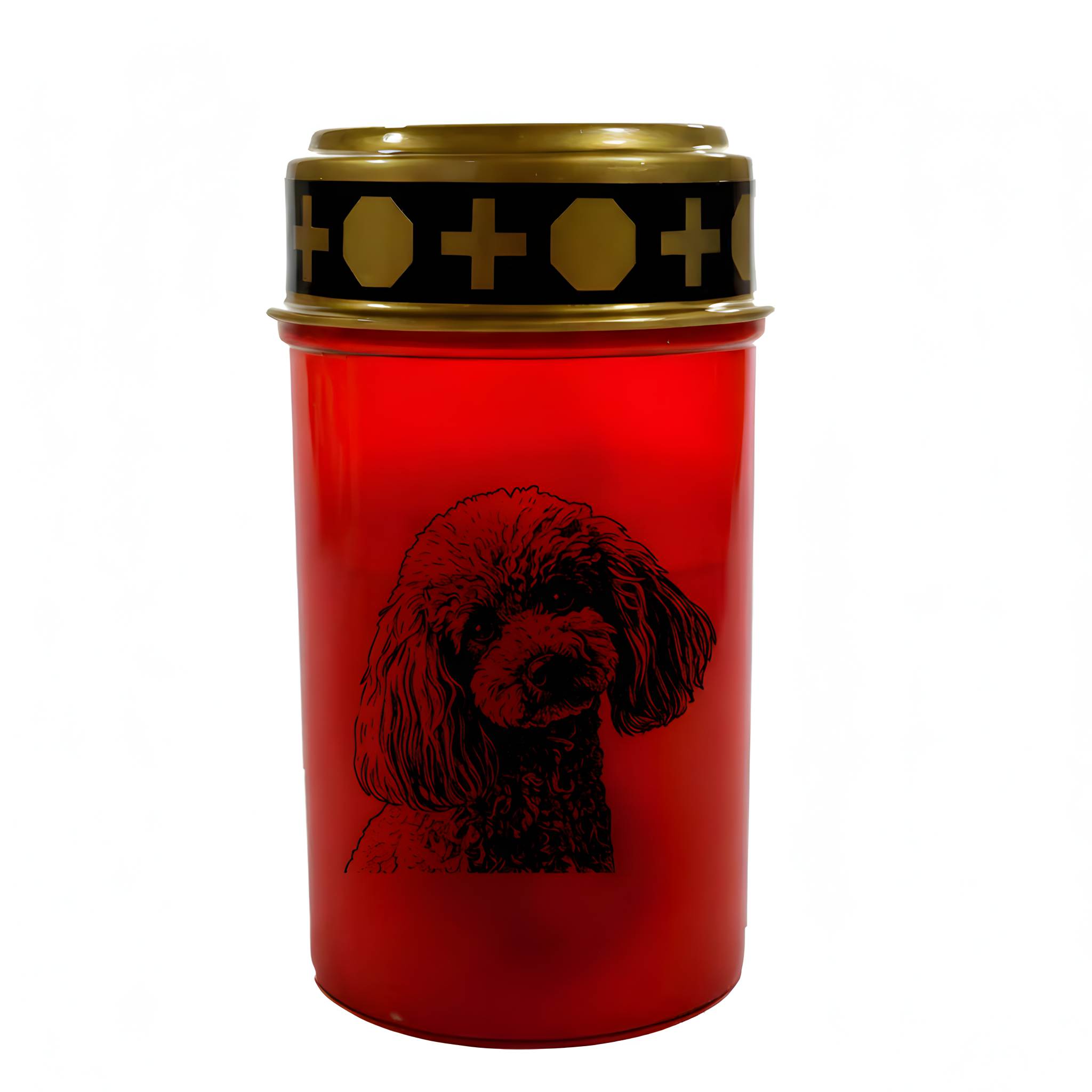 LED Grablicht Hund Grablicht LED mit 2 LR14 Batterien Grabschmuck Hund in Rot oder Weiß, verschiedene Motive zur Auswahl