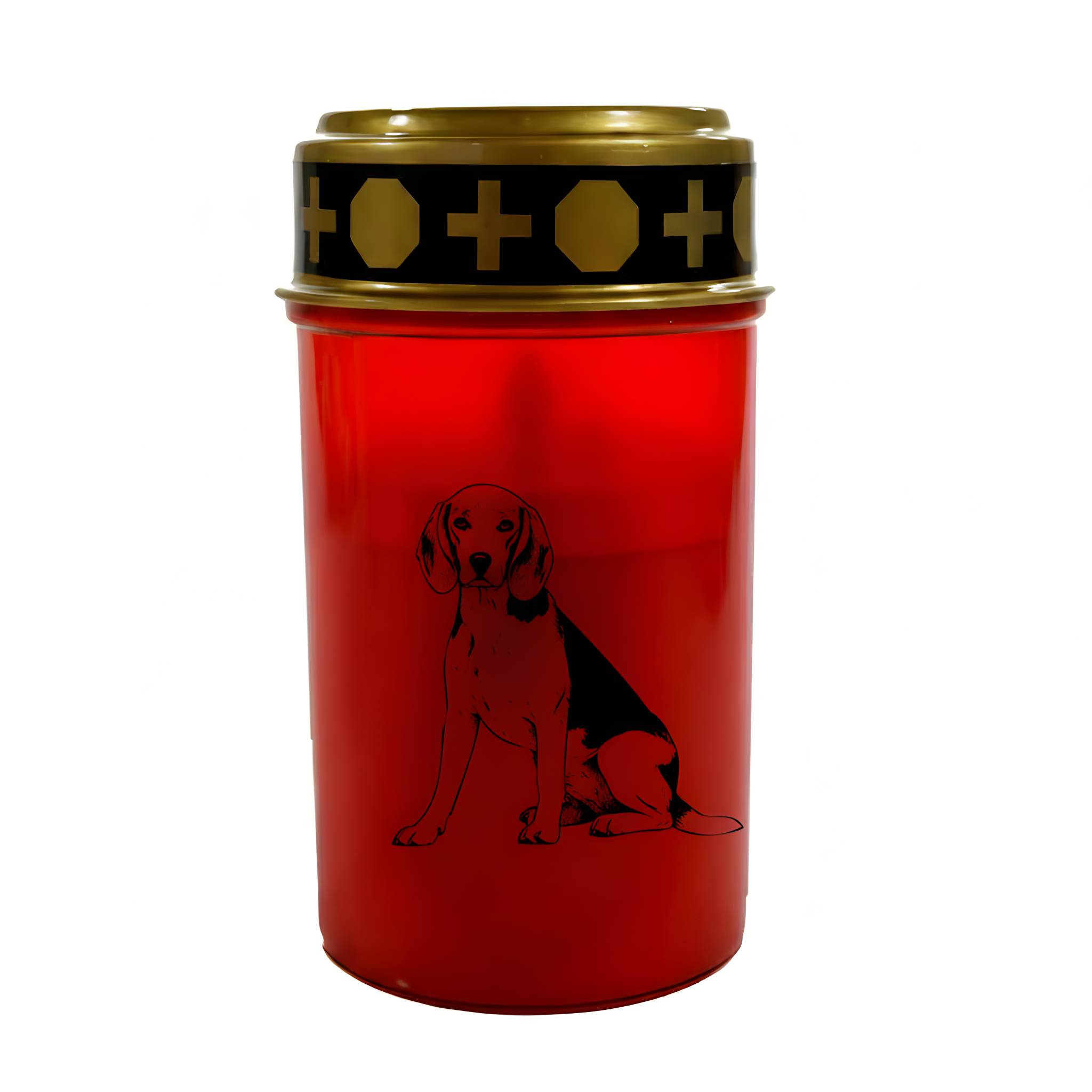 LED Grablicht Hund Grablicht LED mit 2 LR14 Batterien Grabschmuck Hund in Rot oder Weiß, verschiedene Motive zur Auswahl