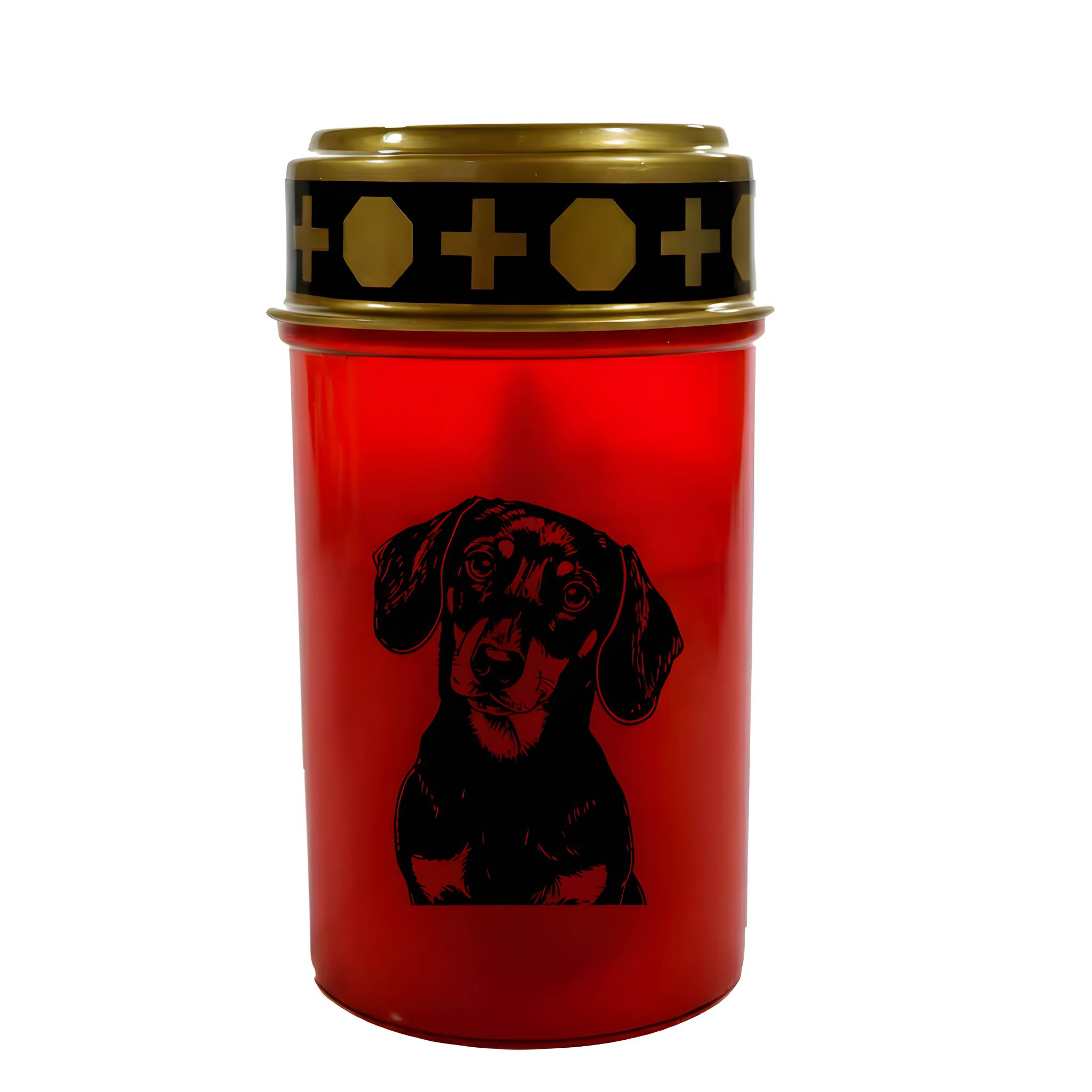 LED Grablicht Hund Grablicht LED mit 2 LR14 Batterien Grabschmuck Hund in Rot oder Weiß, verschiedene Motive zur Auswahl