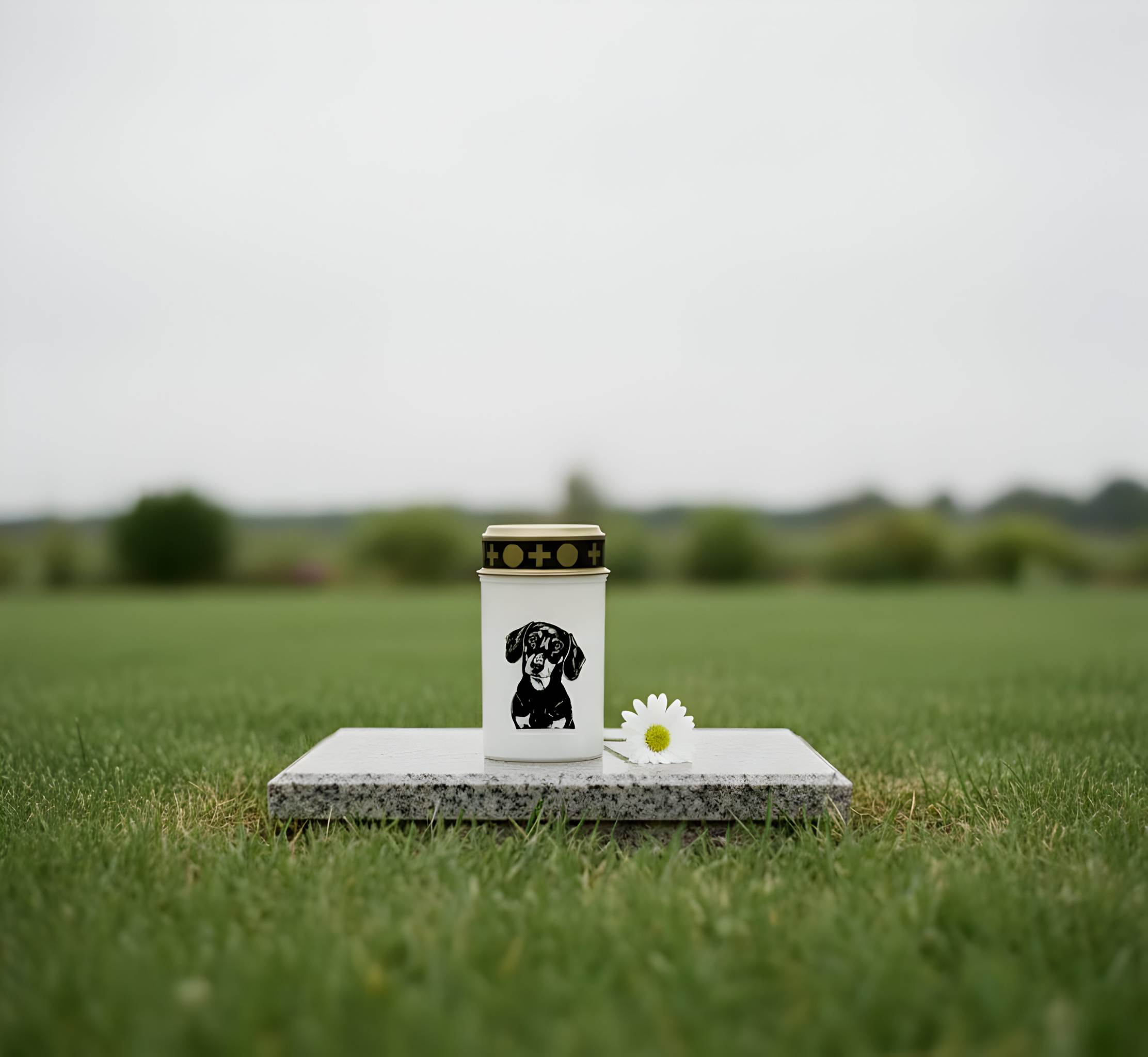 LED Grablicht Hund Grablicht LED mit 2 LR14 Batterien Grabschmuck Hund in Rot oder Weiß, verschiedene Motive zur Auswahl