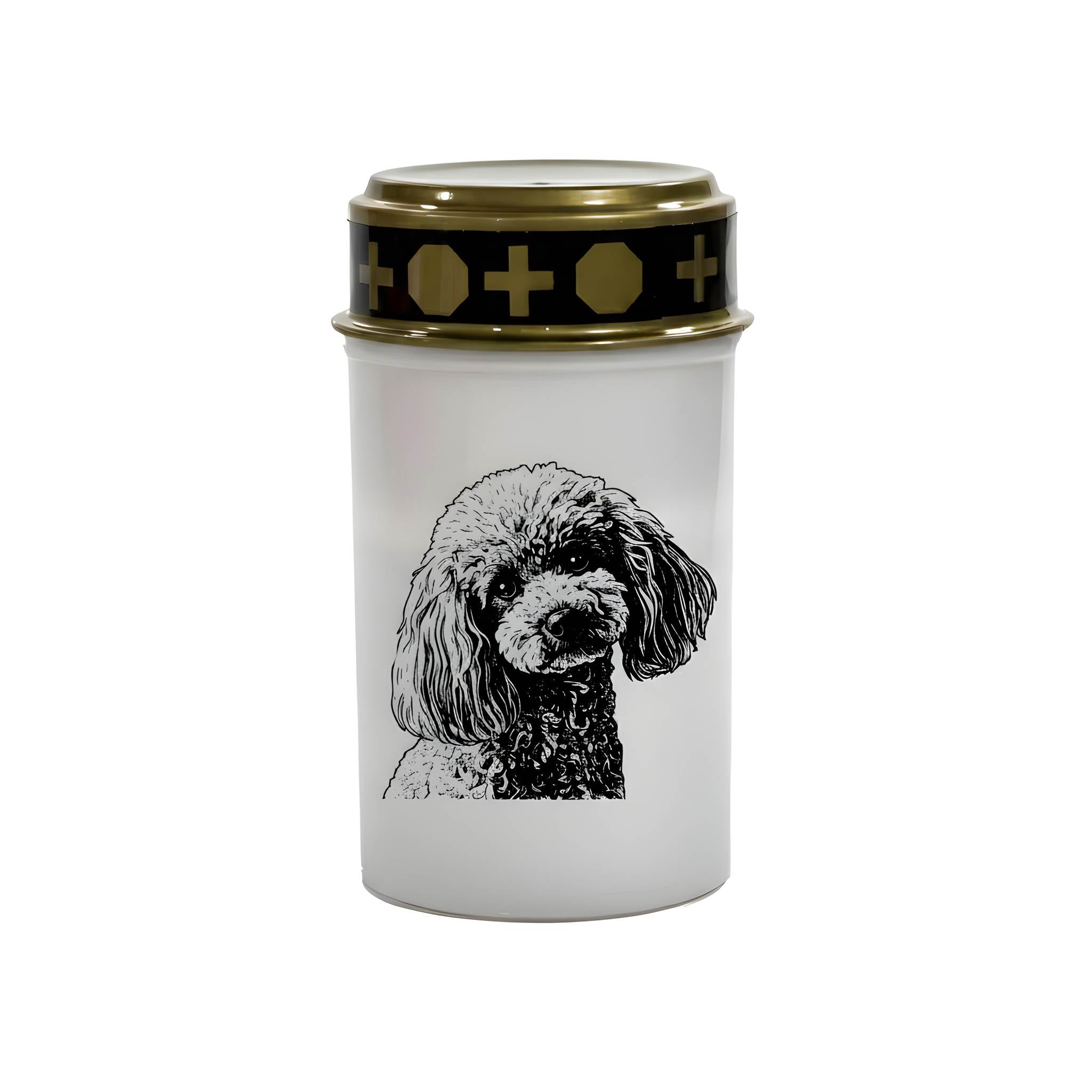 LED Grablicht Hund Grablicht LED mit 2 LR14 Batterien Grabschmuck Hund in Rot oder Weiß, verschiedene Motive zur Auswahl