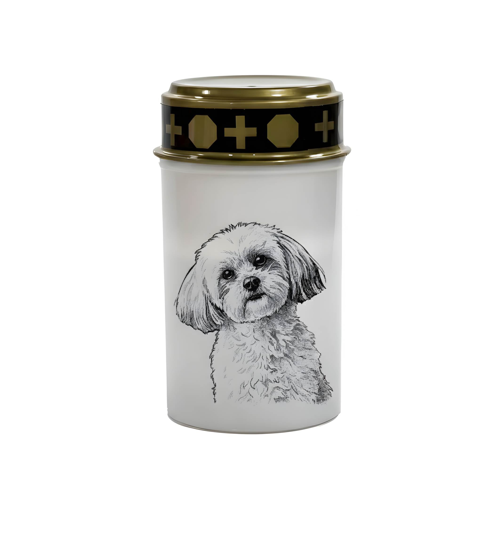 LED Grablicht Hund Grablicht LED mit 2 LR14 Batterien Grabschmuck Hund in Rot oder Weiß, verschiedene Motive zur Auswahl