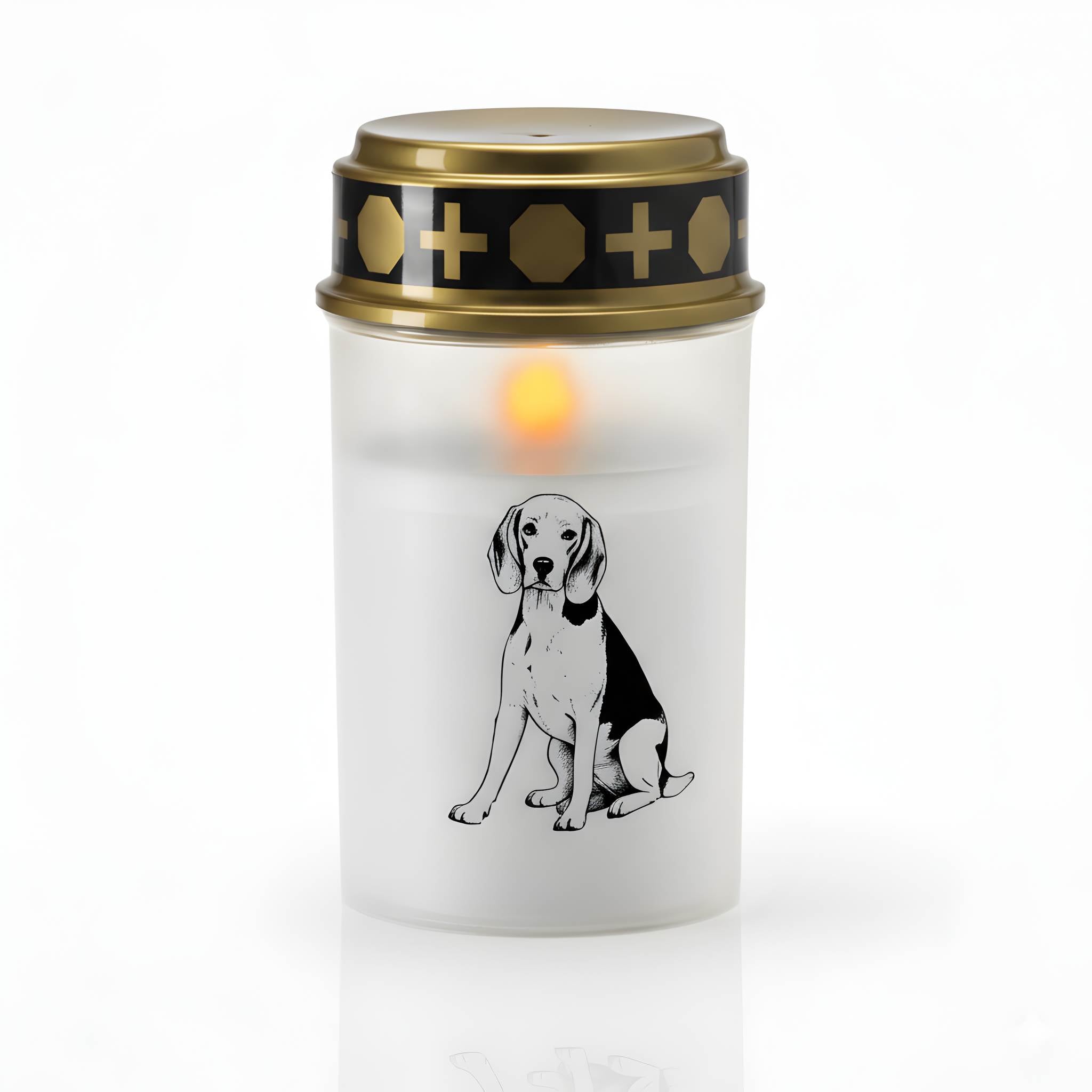 LED Grablicht Hund Grablicht LED mit 2 LR14 Batterien Grabschmuck Hund in Rot oder Weiß, verschiedene Motive zur Auswahl