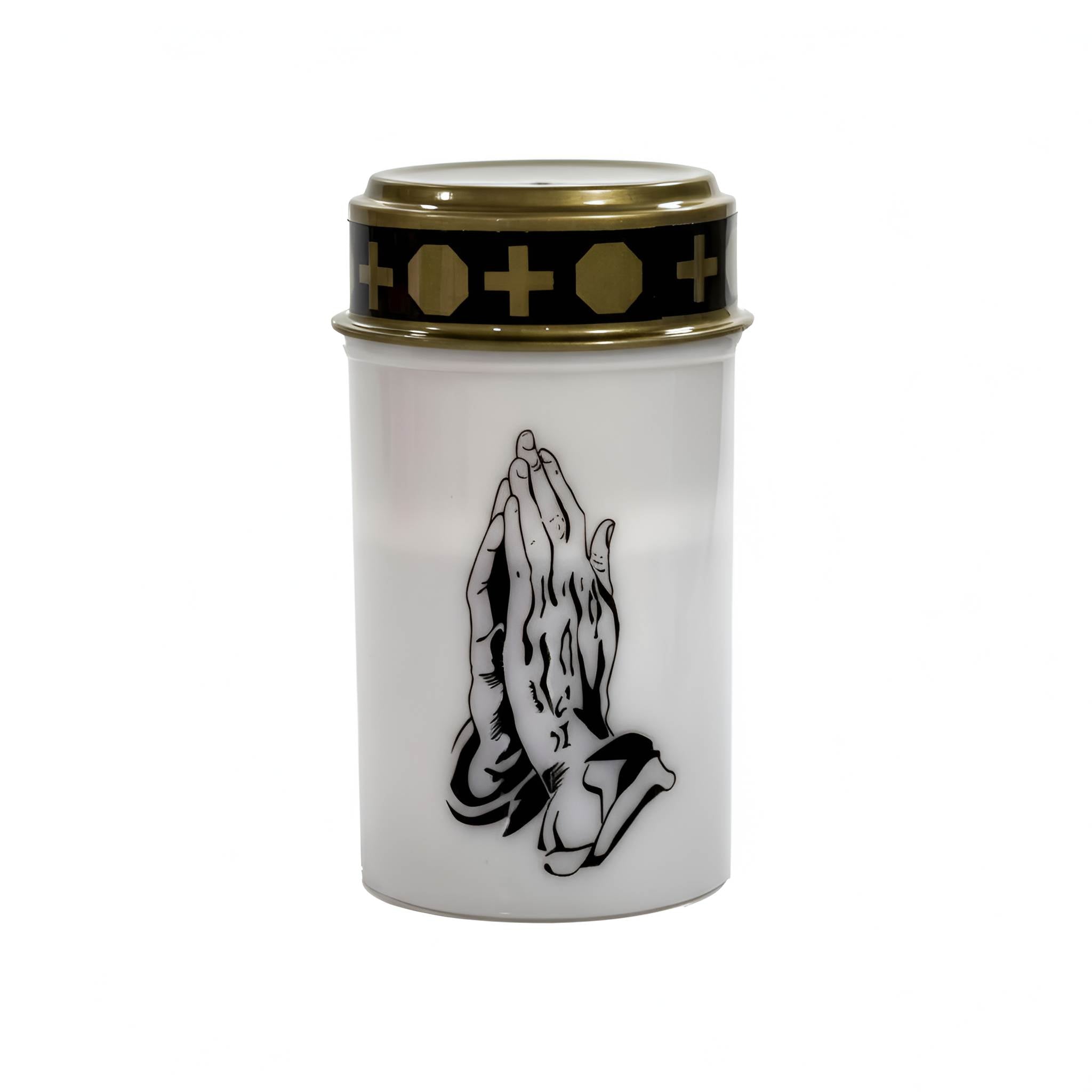 LED Grablicht mit Timer & Motivwahl - Grabkerze LED inklusive 2× Varta Longlife Batterie C für lange Laufzeit