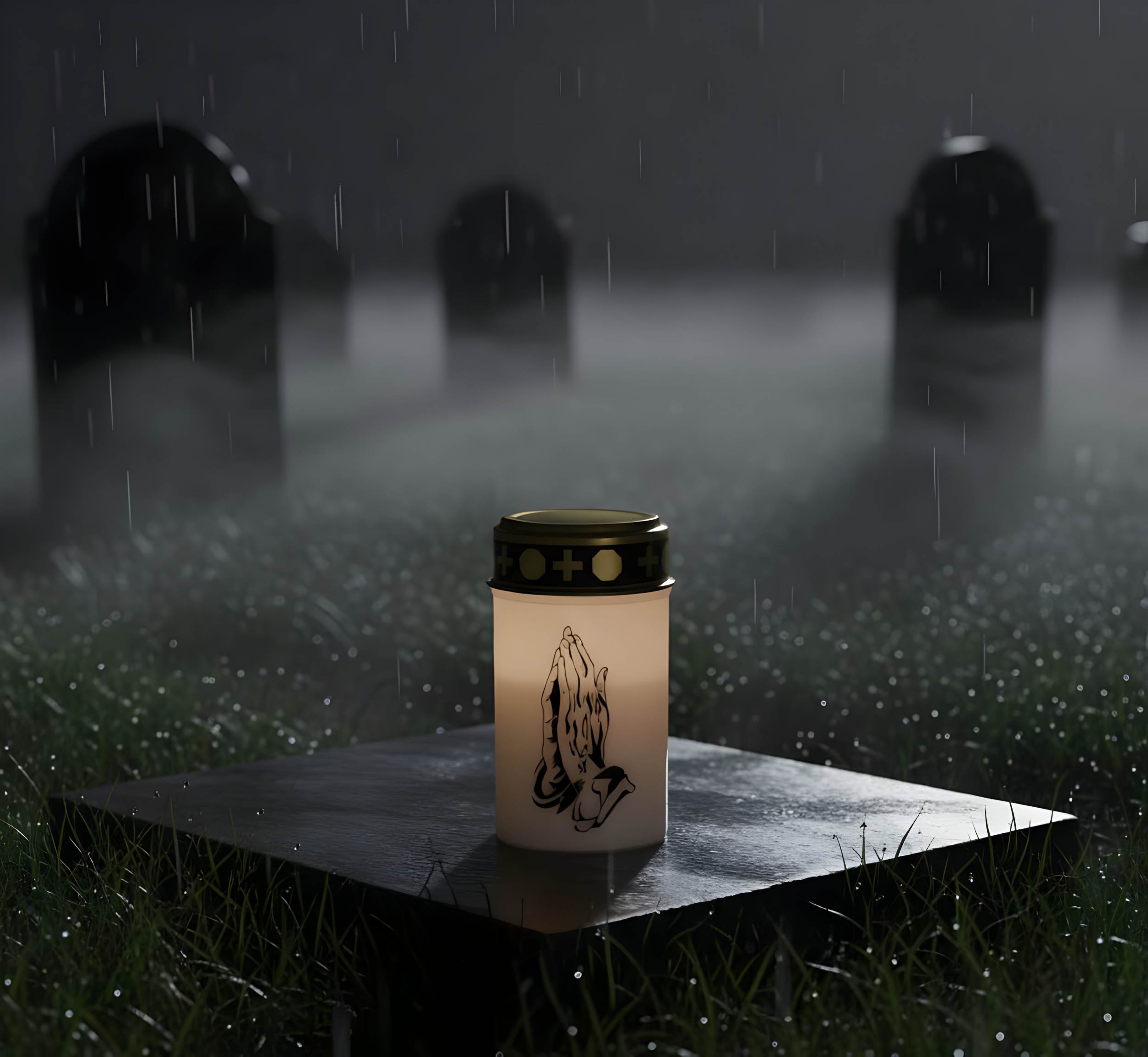 LED Grablicht mit Timer & Motivwahl - Grabkerze LED inklusive 2× Varta Longlife Batterie C für lange Laufzeit