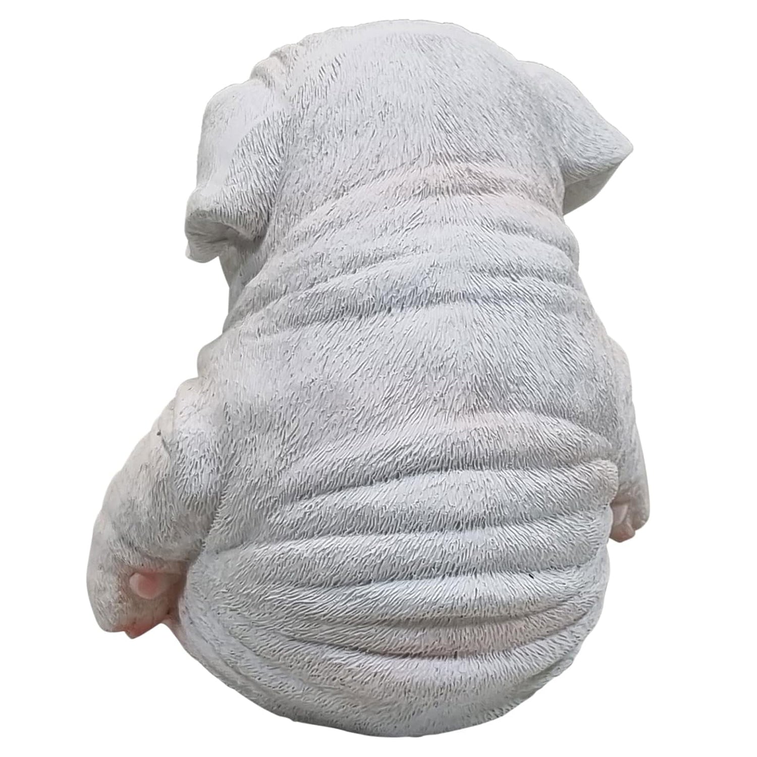 Hundefigur Englische Bulldogge Tierfigur Dekofigur Welpe sitzend weiß