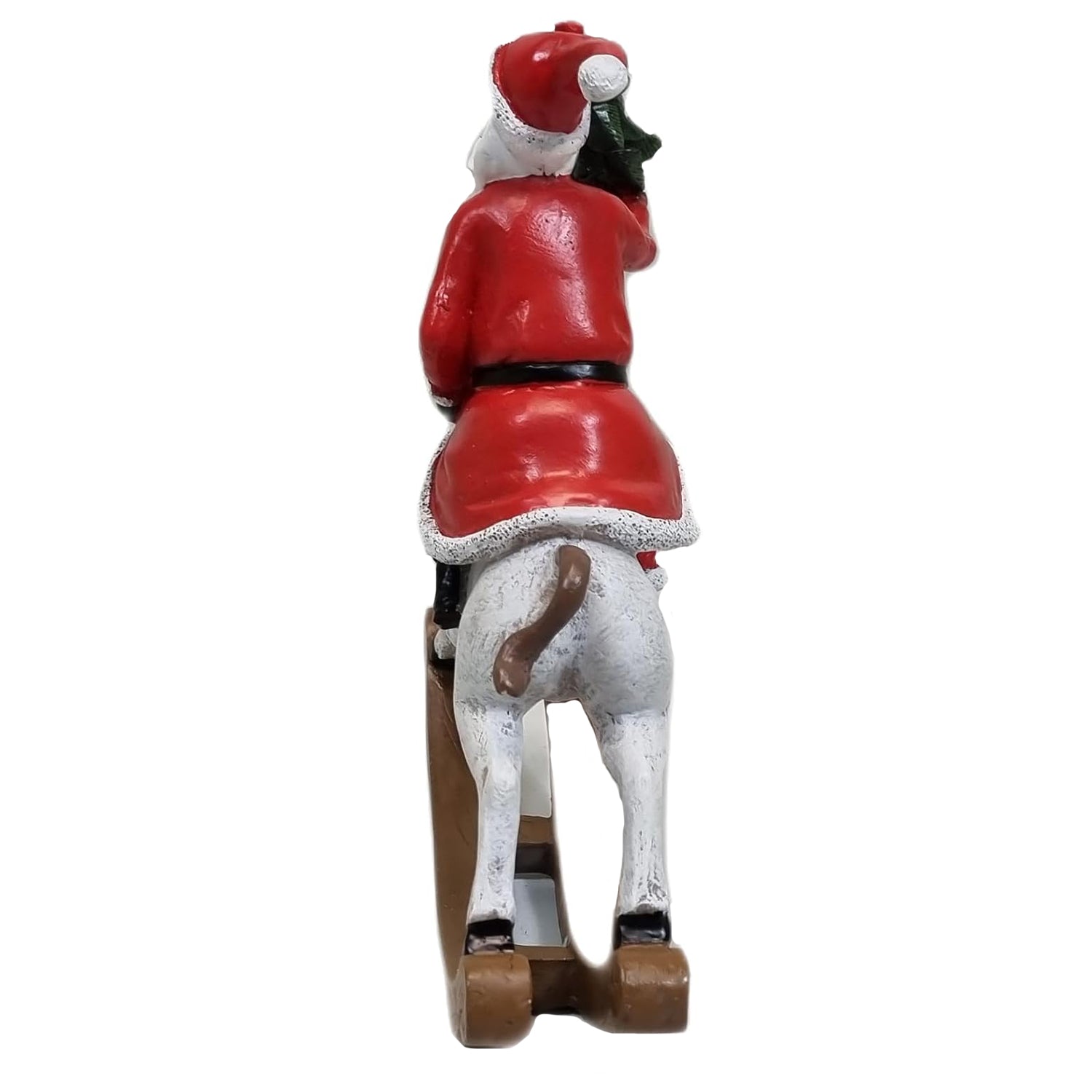 Weihnachtsmann Weihnachtsfigur Weihnachtsdeko Santa auf Schaukelpferd Dekofigur