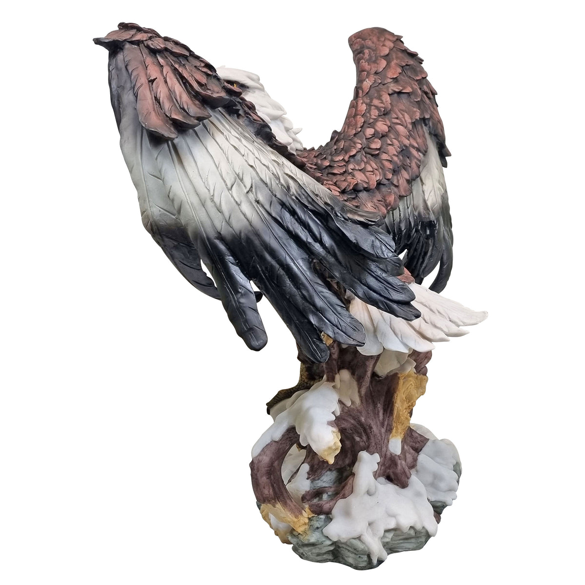 Adler Figur groß Weißkopfseeadler Elvis mit ausgebreiteten Flügeln Gartenfigur Adler wetterfest Greifvogel Deko für Garten Terrasse und Wohnbereich