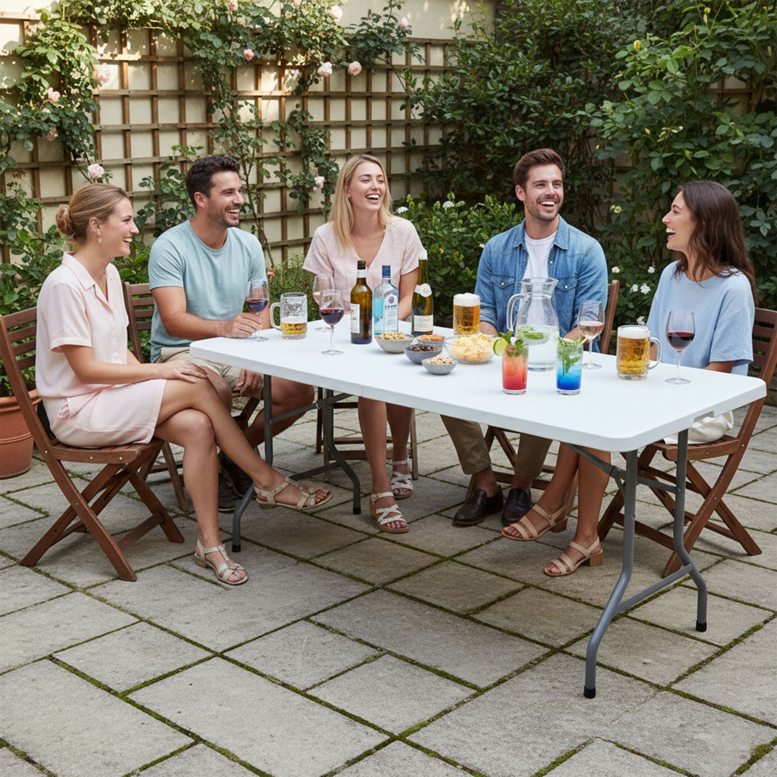 Biertisch Koffer Klapptisch Kunststoff 180 cm Gartentisch klappbar für Haus und Garten