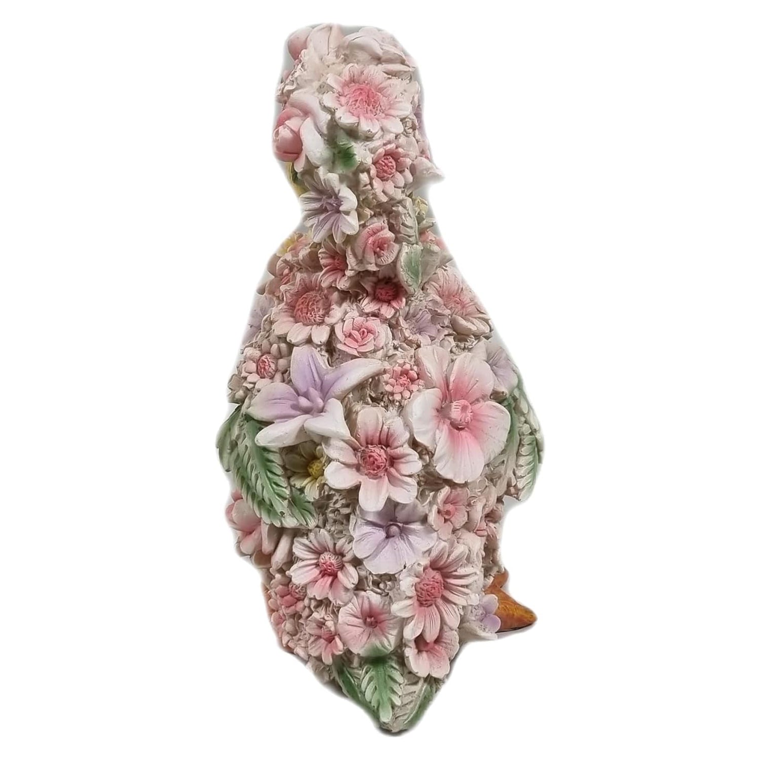 Dekofigur Ente mit Blumendekor wetterfest handbemalt für Innen und Außen