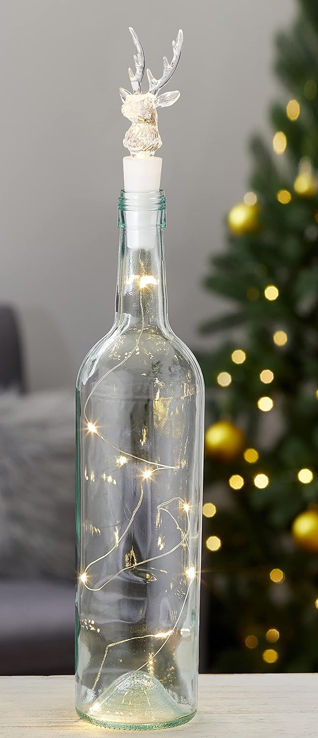 LED Flaschenlicht mit beleuchtetem Hirschkopf