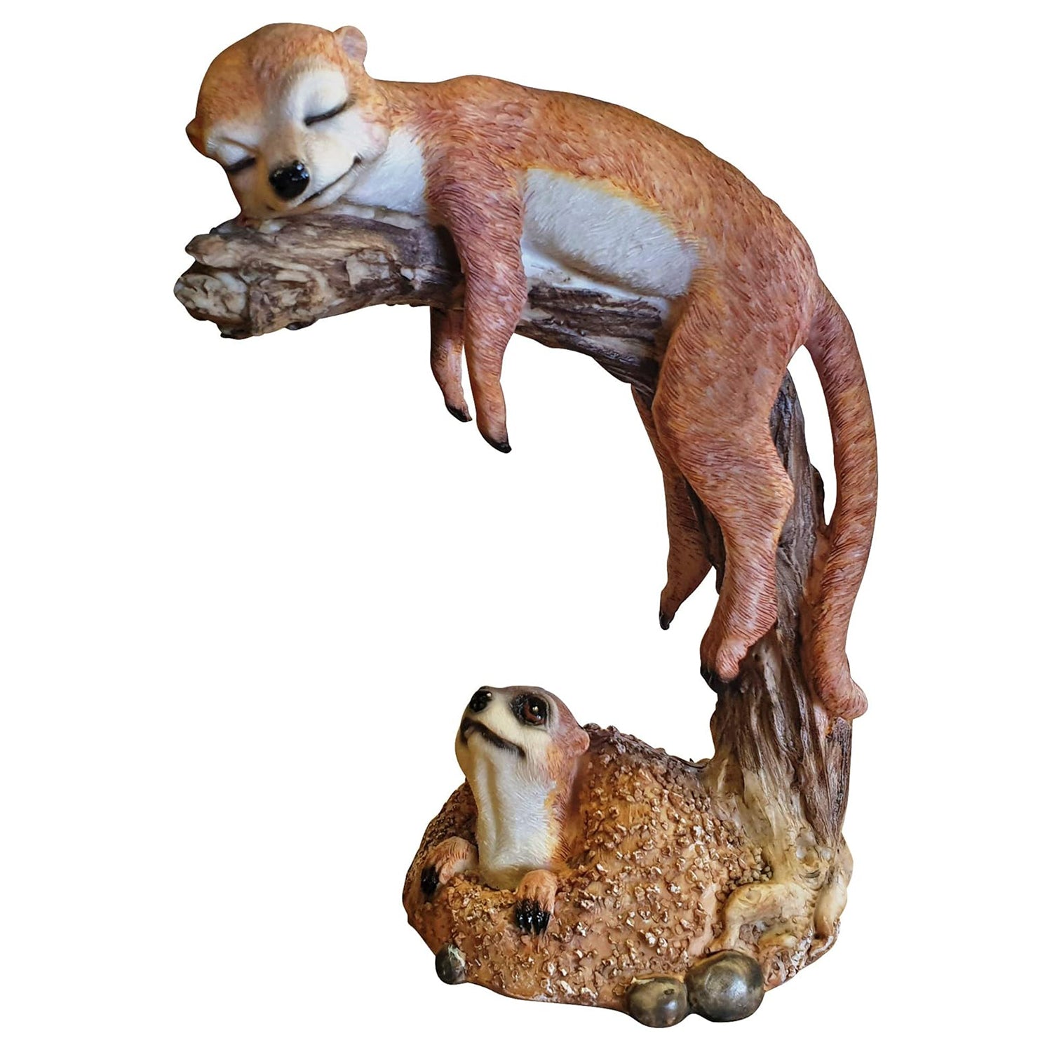 Erdmännchen Erdmännchenfigur Surikate auf Baumstumpf Scharrtier Tierfigur