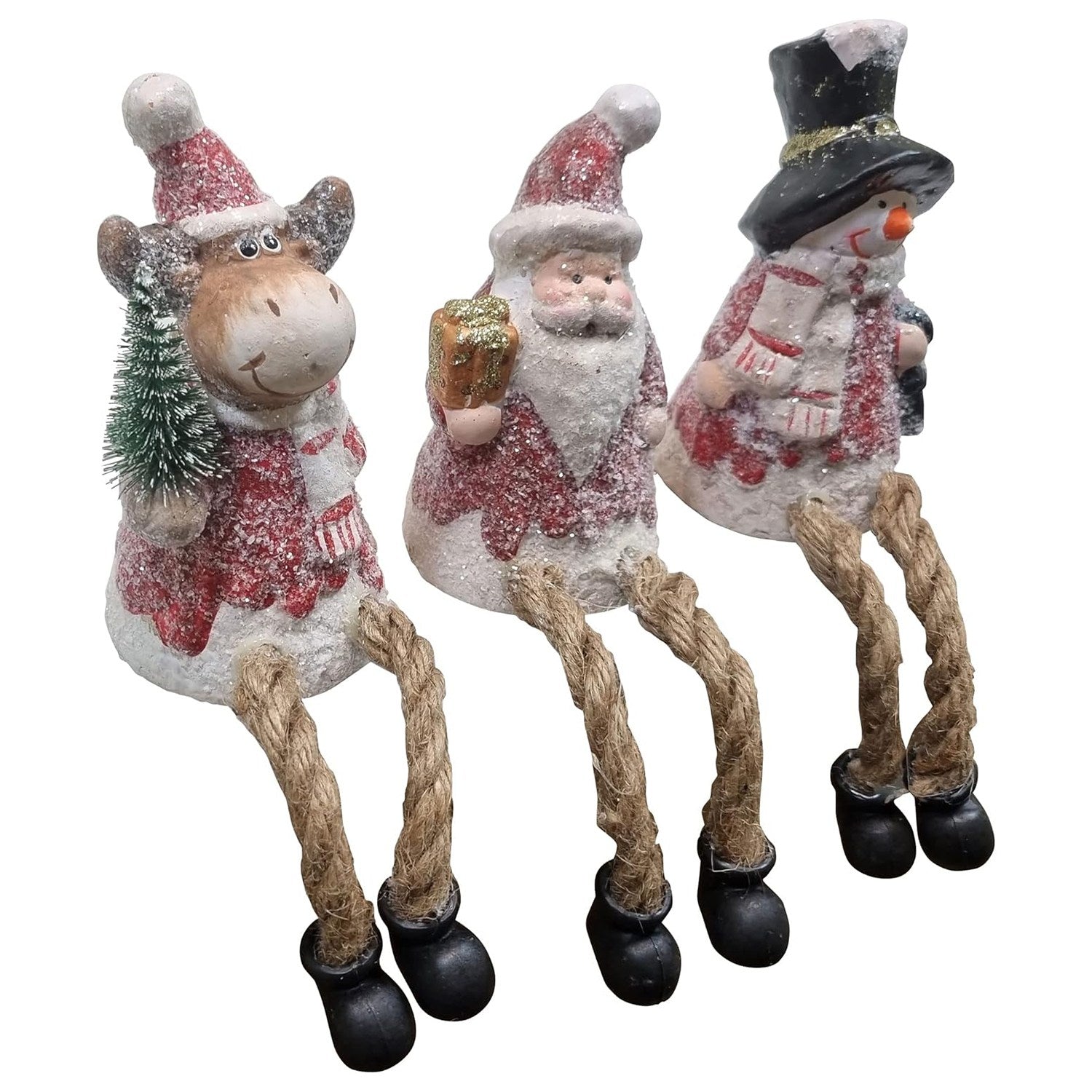 Weihnachtsfigur Kantenhocker Weihnachtsdekoration Regalfiguren Weihnachtsmann Schneemann Elch