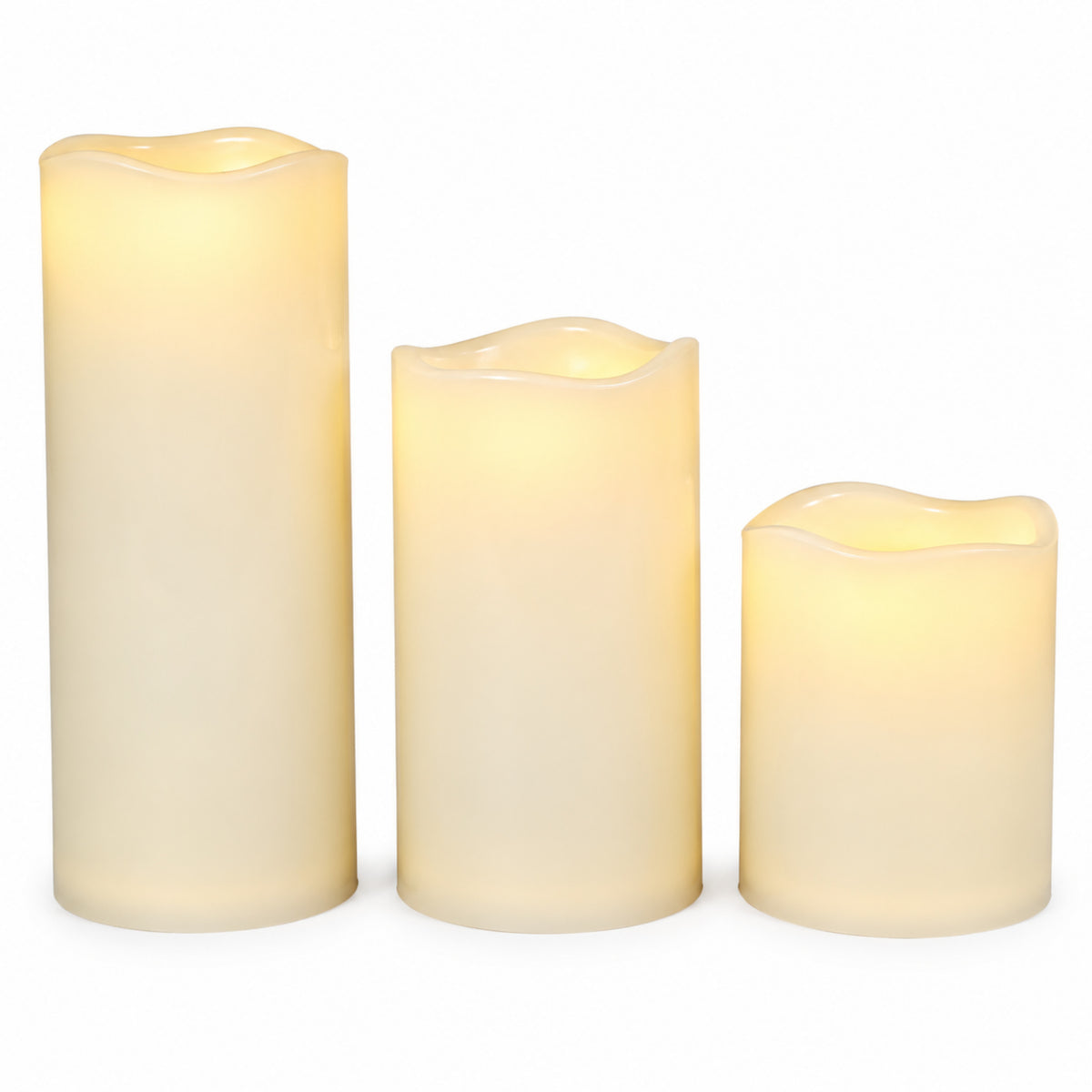 LED Kerzen 3er Set Outdoor Echtwachs Optik mit Timer und Varta Batterien inklusive flackernd warmweiß elfenbein