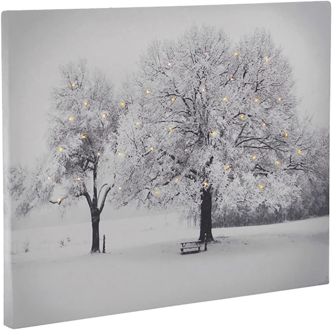 Wandbild LED-Leinwandbild 40 Leds Winter Winterdeko mit Licht - Stimmungsvolle Winter-Leinwand 30 x 40 cm