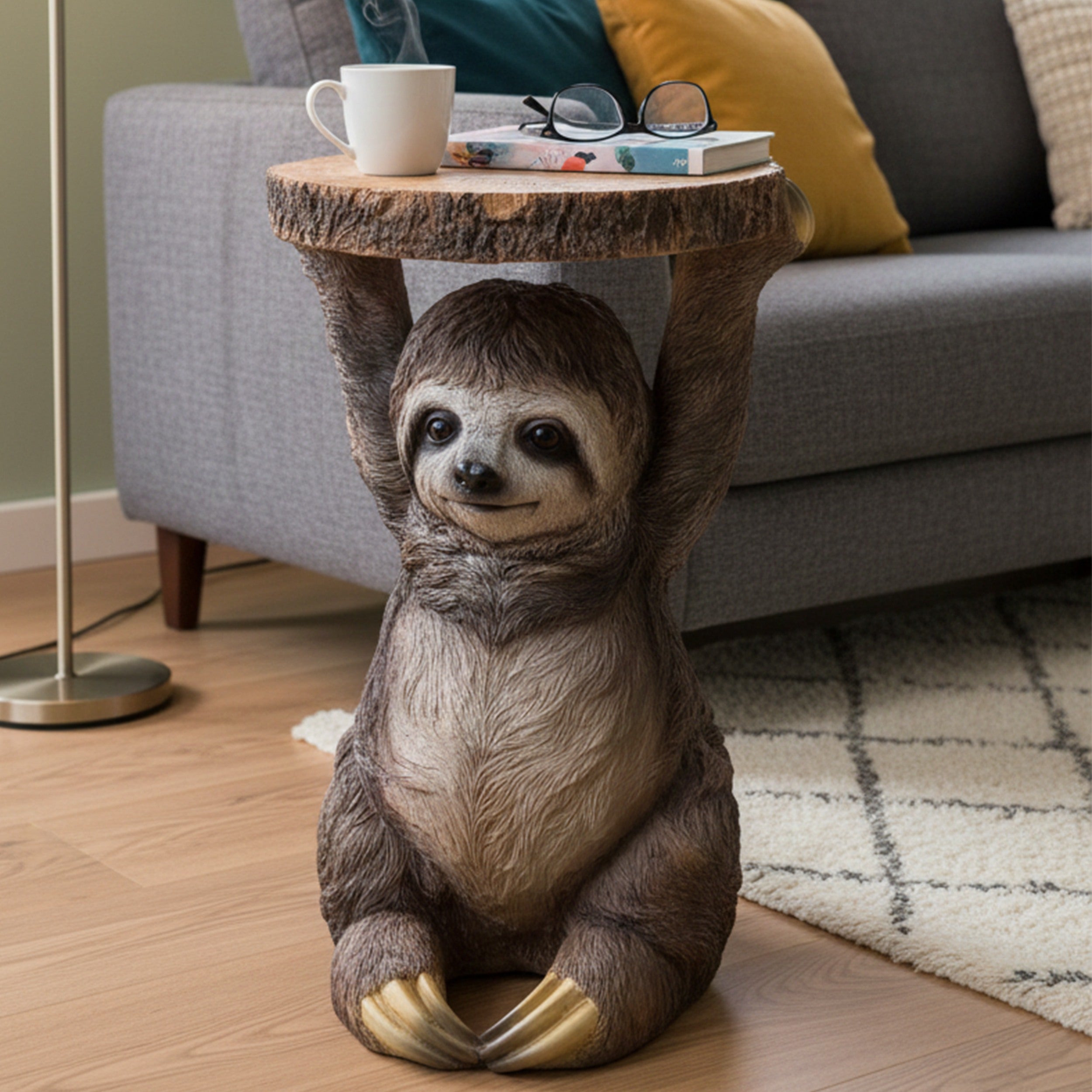 Faultier Dekofigur Beistelltisch wetterfest aus Polyresin