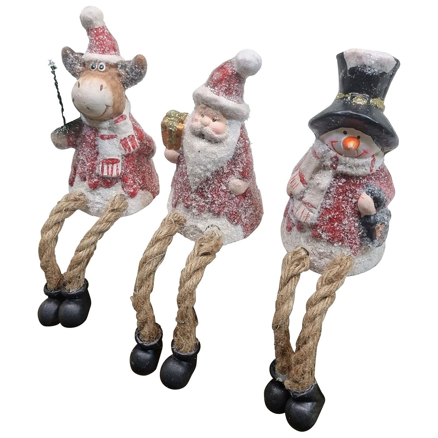 Weihnachtsfigur Kantenhocker Weihnachtsdekoration Regalfiguren Weihnachtsmann Schneemann Elch