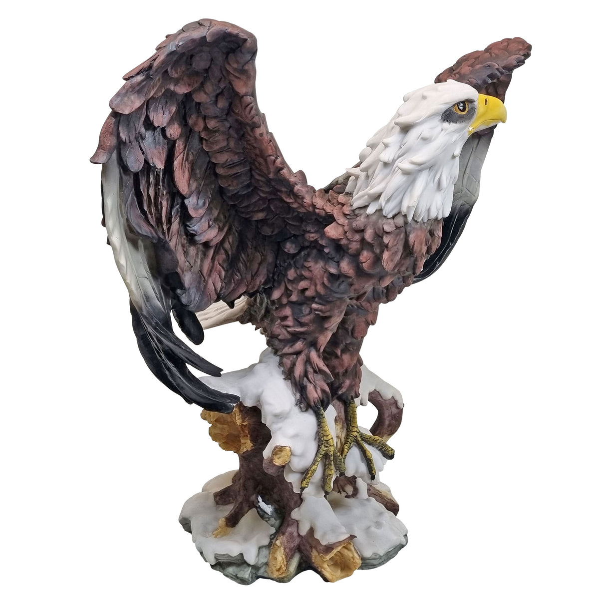 Adler Figur groß Weißkopfseeadler Elvis mit ausgebreiteten Flügeln Gartenfigur Adler wetterfest Greifvogel Deko für Garten Terrasse und Wohnbereich