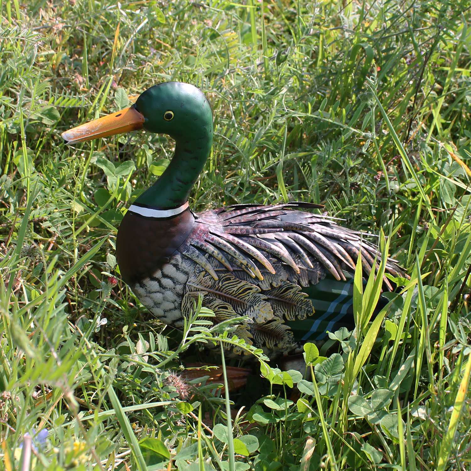 Ente Figur Deko Enten für den Garten aus Metall handbemalt realistische Metallfigur für Innen- und Außenbereich