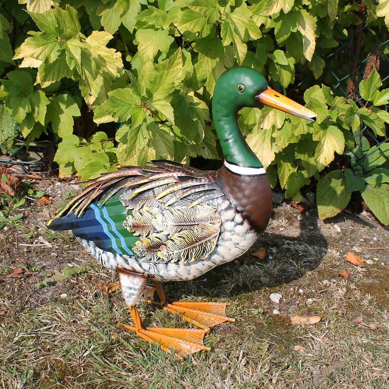 Ente Figur Deko Enten für den Garten aus Metall handbemalt realistische Metallfigur für Innen- und Außenbereich