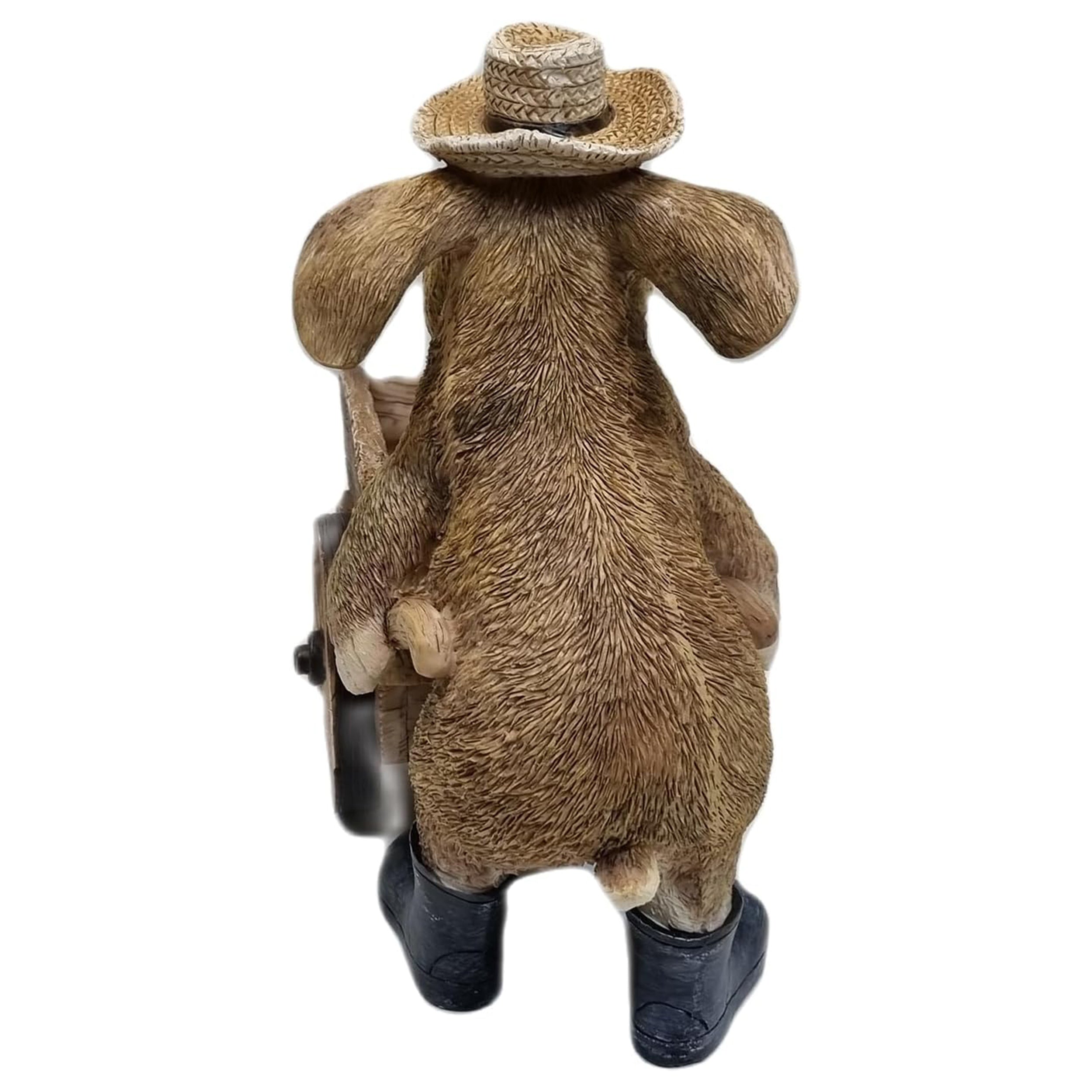 Dekofigur Hase mit Schubkarre für Garten | Pflanztopf Figur