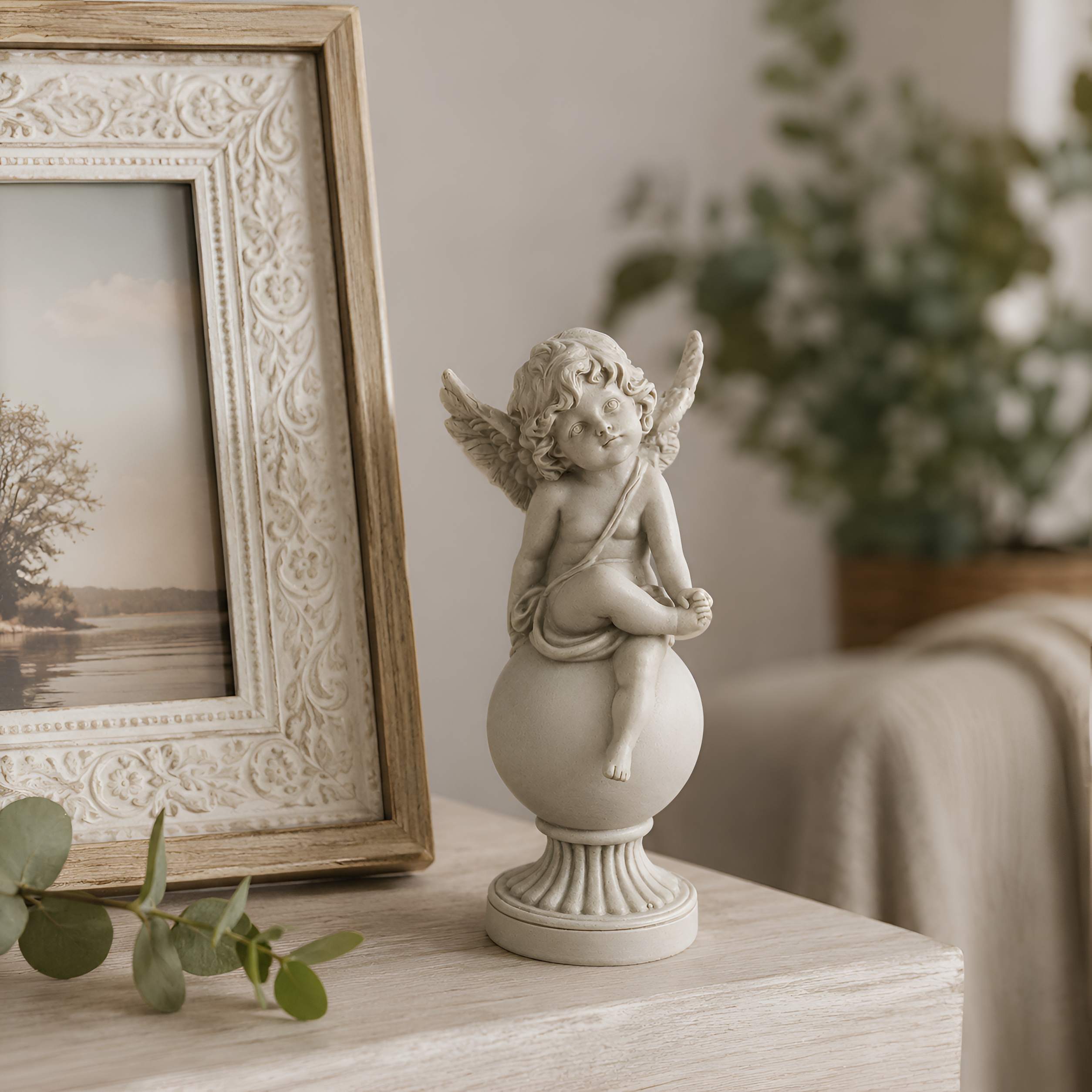 Engel Figur Grabengel wetterfest Engelfigur für Grab Garten Balkon Terrasse und Wohnbereich 15 cm