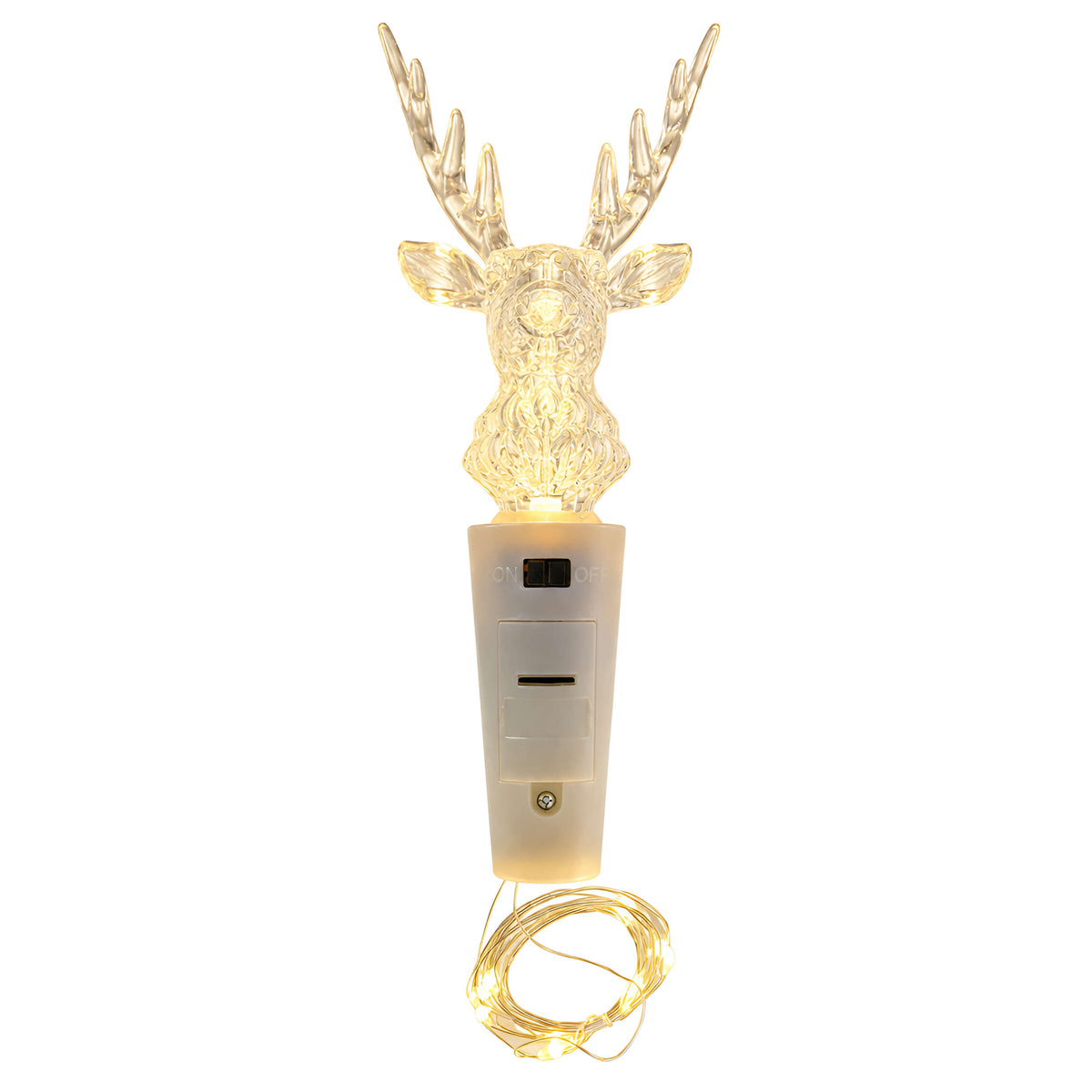LED Flaschenlicht mit beleuchtetem Hirschkopf - Warmweißes Licht, Dekorative Flaschenbeleuchtung mit Micro Lichterkette